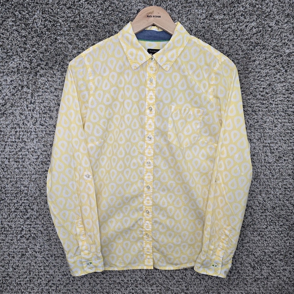 Talbots Top Womens‎ 10 Yellow Button Up Long Sleeve Lightweight Cotton Casual